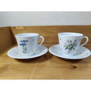 Lot Of 2 Rorstrand Sweden Ostergotland Blaklint Demitasse Cup & Saucer Blue Wht